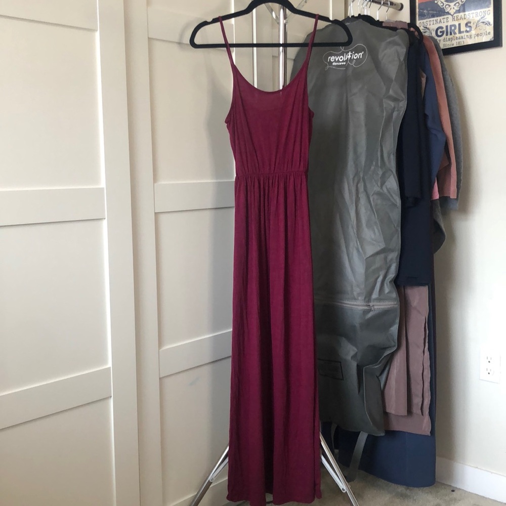 XS red spaghetti strap maxi